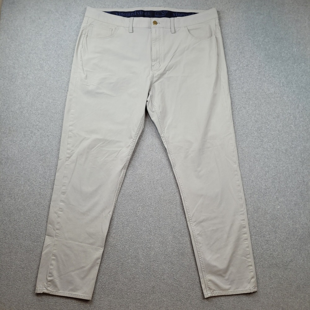 Vineyard Vines Performance Pants Mens 40x32 Stone Gray Stretch Chino